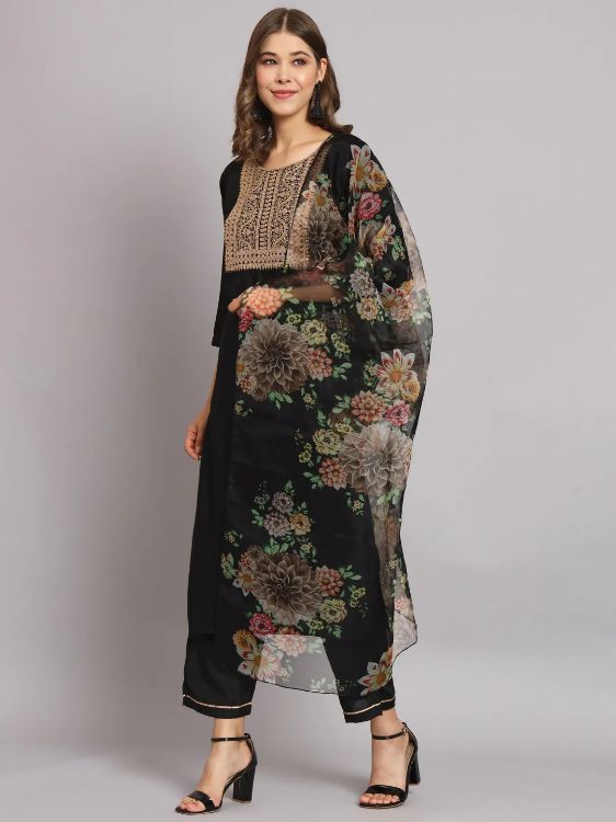 Picture of Resplendent Cotton Black Readymade Salwar Suits