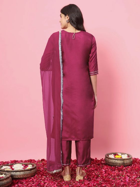 Picture of Well Formed Silk Blend Pink Readymade Salwar Suits