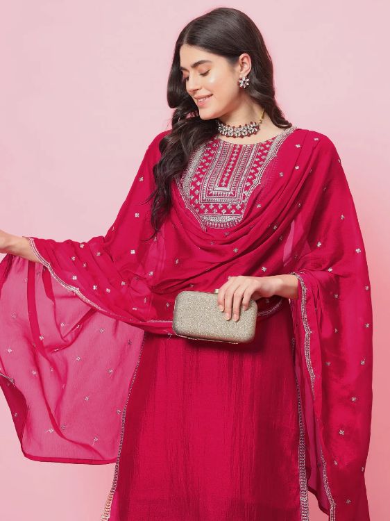 Picture of Resplendent Silk Blend Pink Readymade Salwar Suits