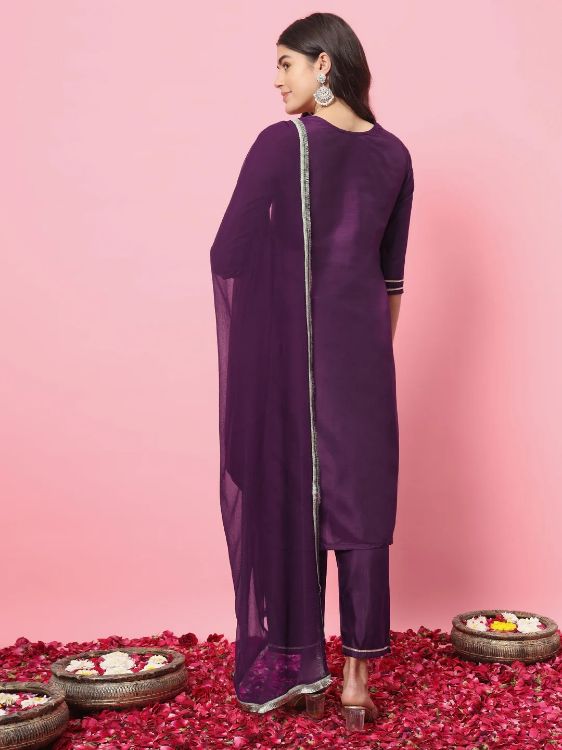 Picture of Pretty Silk Purple Readymade Salwar Suits