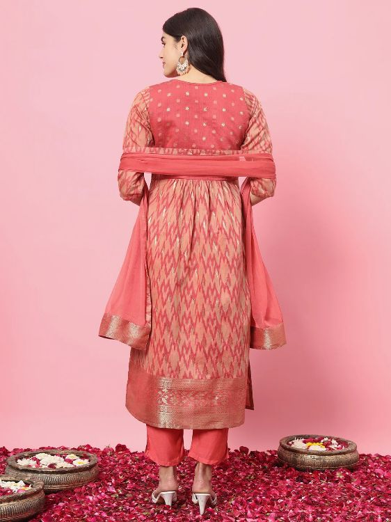 Picture of Ravishing Cotton Silk Peach Puff Readymade Salwar Suits