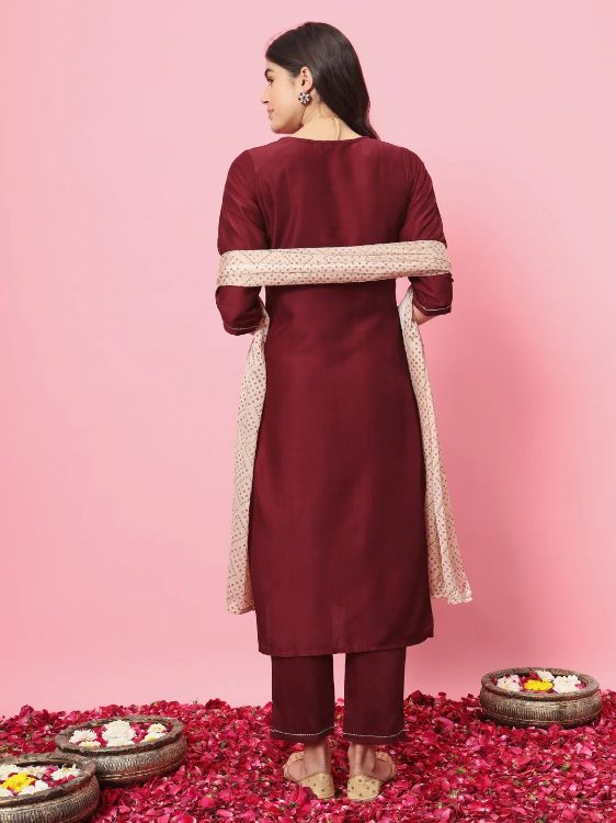 Picture of Ideal Silk Maroon Readymade Salwar Suits