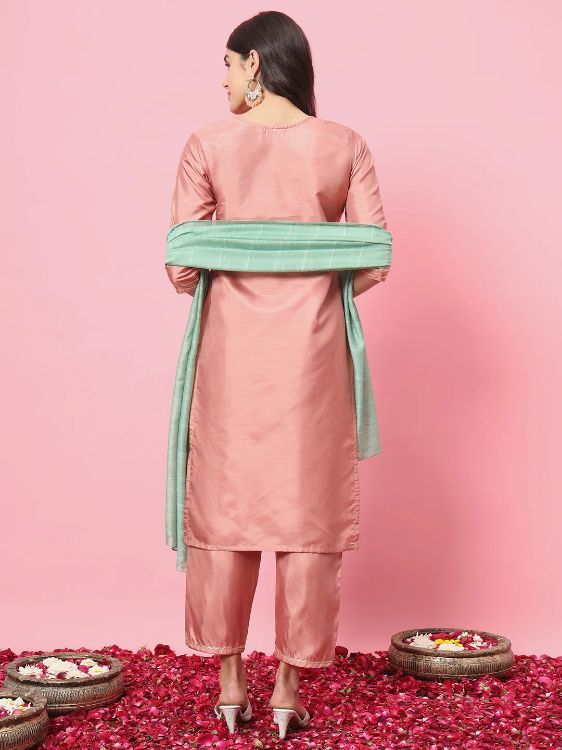 Picture of Sightly Silk Blend Peach Puff Readymade Salwar Suits