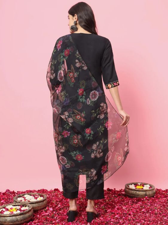 Picture of Beautiful Viscose Rayon Black Readymade Salwar Suits