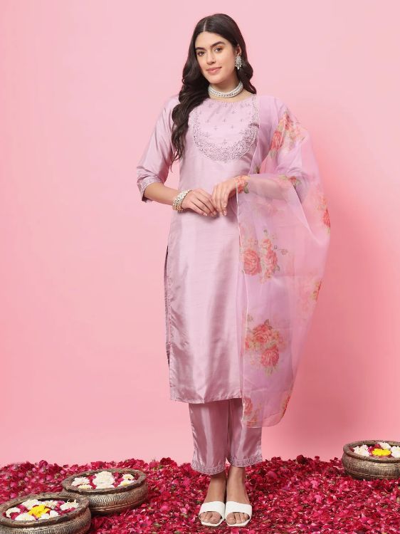 Picture of Resplendent Silk  Blend Thistle Readymade Salwar Suits