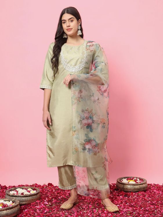 Picture of Enticing Silk Blend Pale Green Readymade Salwar Suits