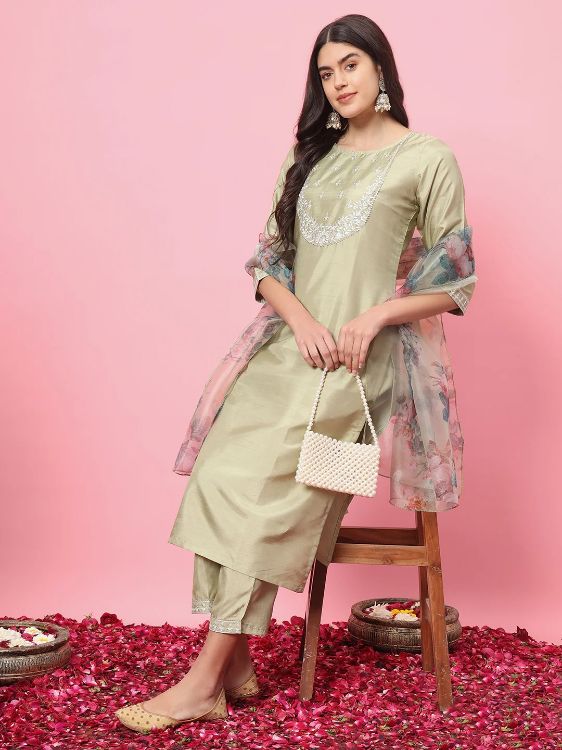 Picture of Enticing Silk Blend Pale Green Readymade Salwar Suits