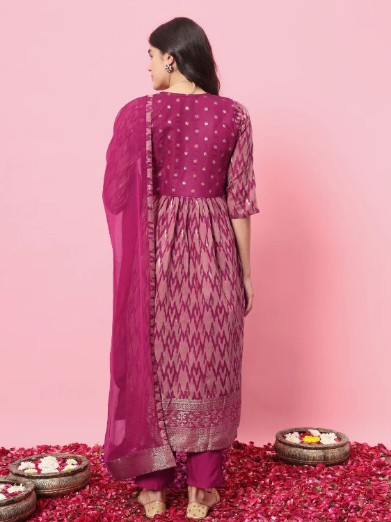 Picture of Beautiful Cotton Silk Purple Readymade Salwar Suits