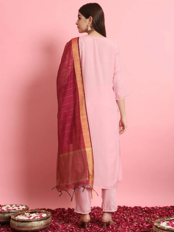Picture of Beautiful Cotton Silk Pink Readymade Salwar Suits