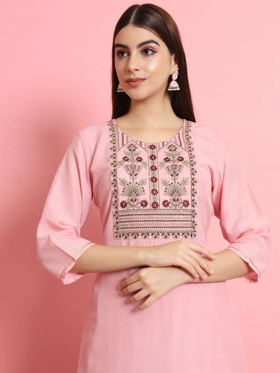 Picture of Beautiful Cotton Silk Pink Readymade Salwar Suits