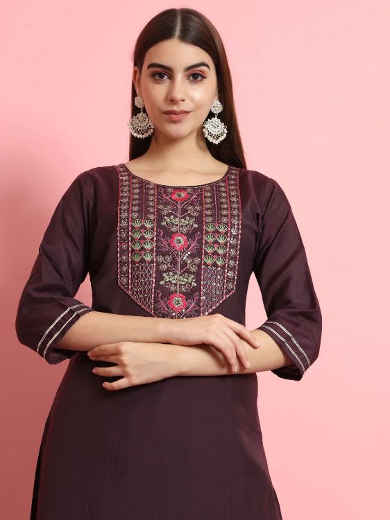 Picture of Statuesque Silk Blend Purple Readymade Salwar Suits