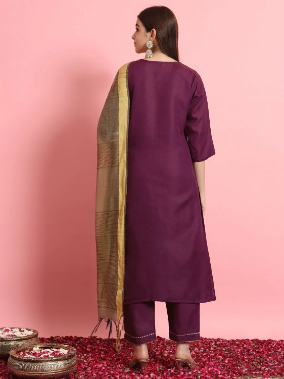 Picture of Excellent Pure Cotton Purple Readymade Salwar Suits