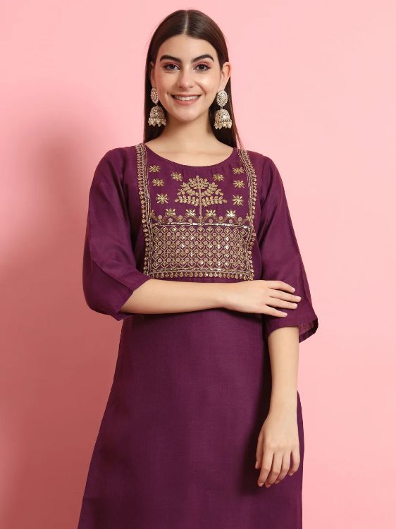 Picture of Excellent Pure Cotton Purple Readymade Salwar Suits