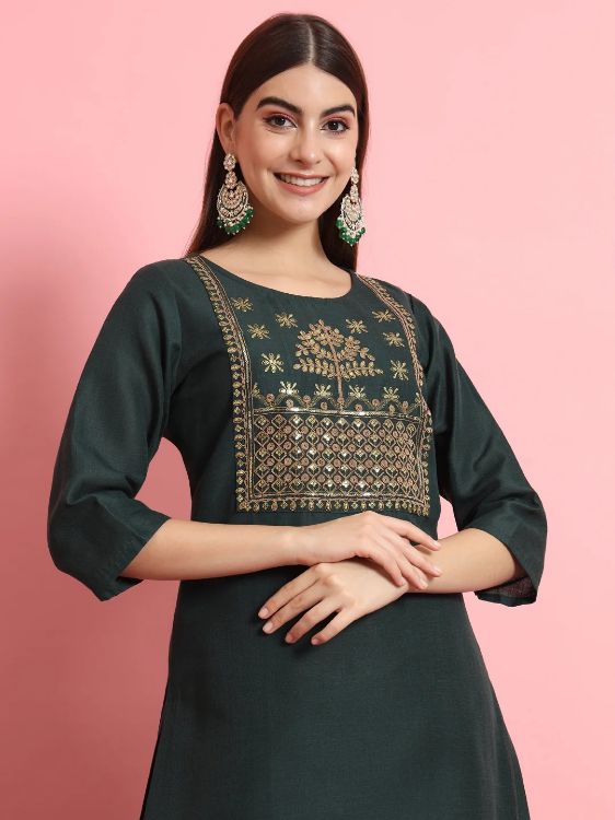 Picture of Excellent Pure Cotton Green Readymade Salwar Suits