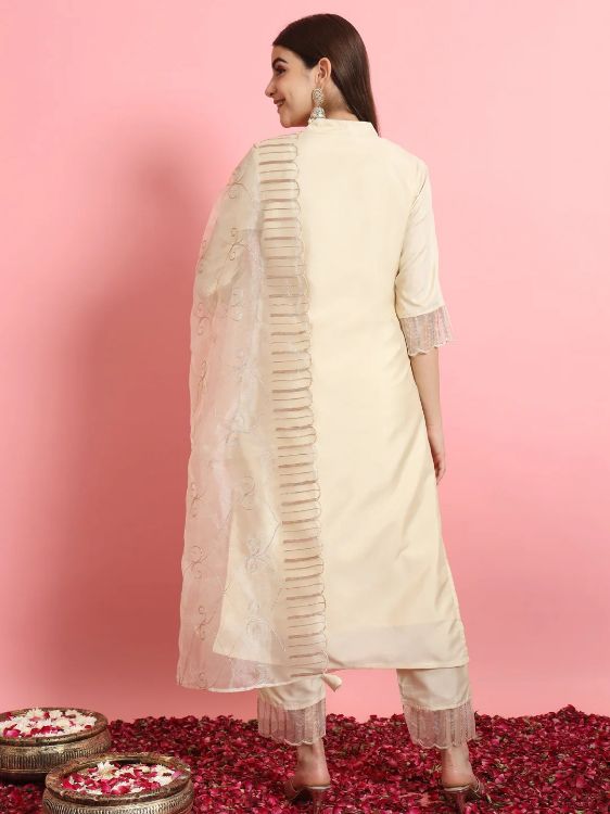 Picture of Fascinating Silk Blend White Readymade Salwar Suits