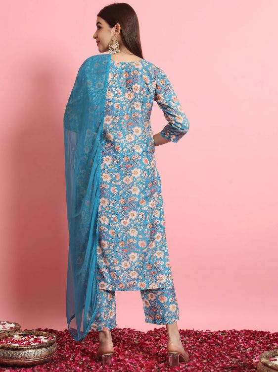 Picture of Beautiful Viscose Rayon Blue Readymade Salwar Suits