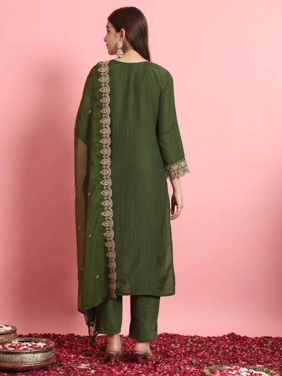 Picture of Grand Silk Blend Green Readymade Salwar Suits