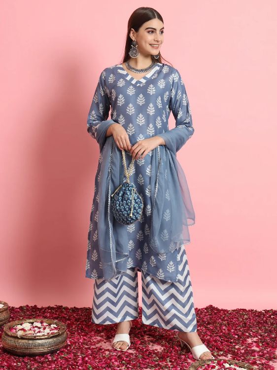 Picture of Taking Viscose Rayon Blue Readymade Salwar Suits