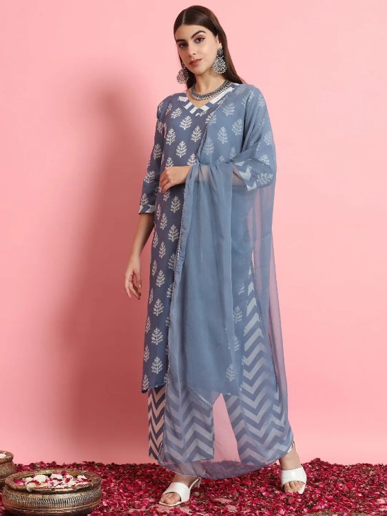 Picture of Taking Viscose Rayon Blue Readymade Salwar Suits