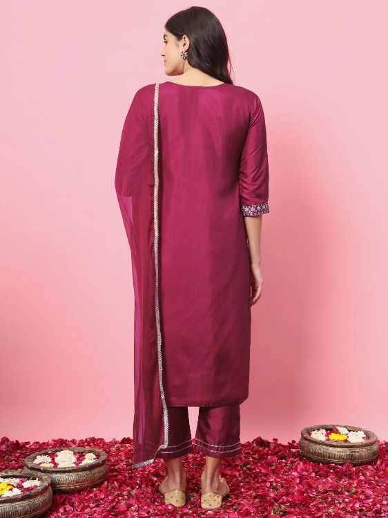 Picture of Exquisite Silk Blend Pink Readymade Salwar Suits