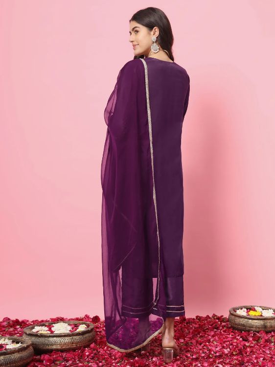 Picture of Magnificent Silk Blend Purple Readymade Salwar Suits