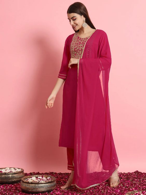 Picture of Taking Cotton Silk Pink Readymade Salwar Suits