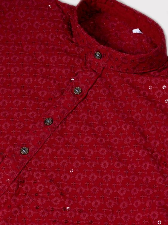 Picture of Nice Rayon Red Sequins Kurta Pajama
