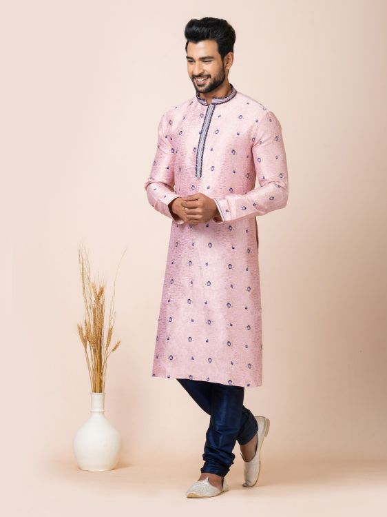 Picture of Beauteous Jacquard Silk Pink Kurta Pajama