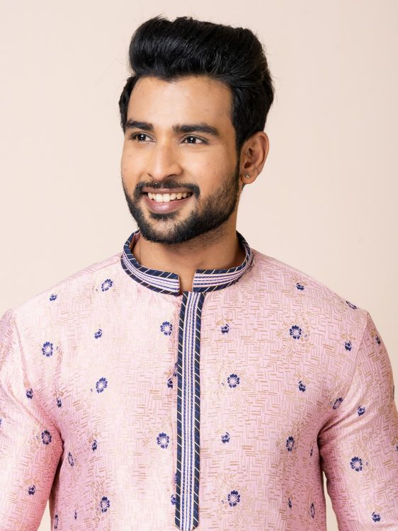 Picture of Beauteous Jacquard Silk Pink Kurta Pajama
