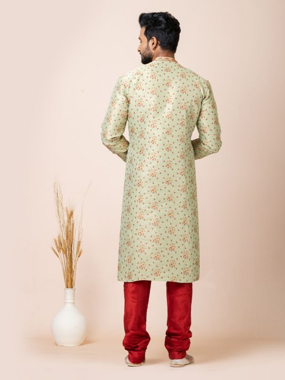 Picture of Charming Jacquard Silk Light Mint Kurta Pajama