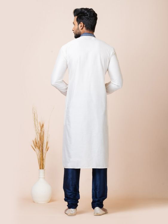 Picture of Fine Ps Viscose White Kurta Pajama