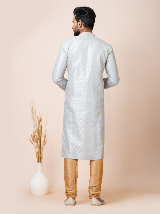 Picture of Good Looking Jacquard Silk Grey Kurta Pajama
