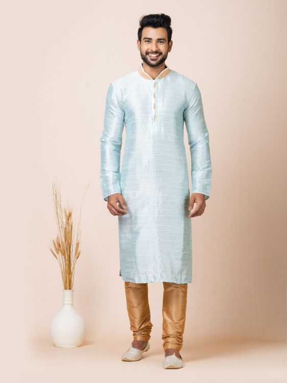 Picture of Radiant Jacquard Sky Blue Kurta Pajama