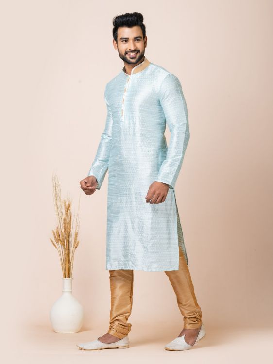Picture of Radiant Jacquard Sky Blue Kurta Pajama