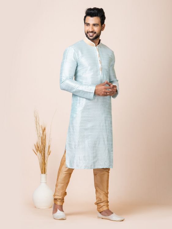 Picture of Radiant Jacquard Sky Blue Kurta Pajama