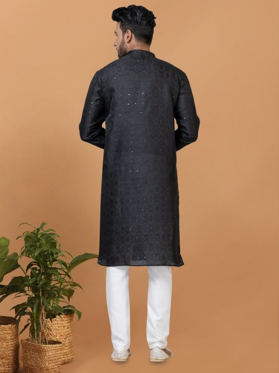 Picture of Gorgeous Silk Black Kurta Pajama