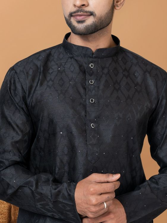 Picture of Gorgeous Silk Black Kurta Pajama