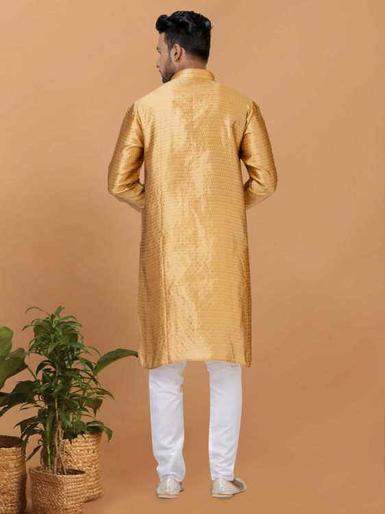 Picture of Classy Silk Golden Kurta Pajama