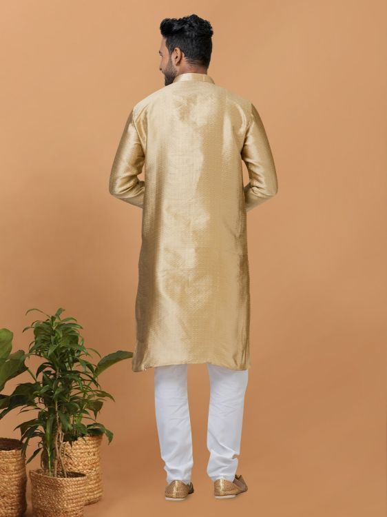Picture of Radiant Silk Golden Kurta Pajama