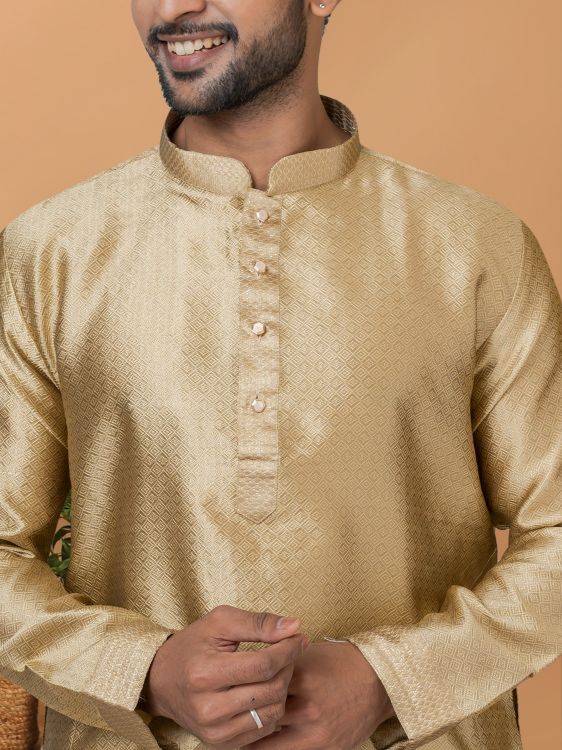 Picture of Radiant Silk Golden Kurta Pajama
