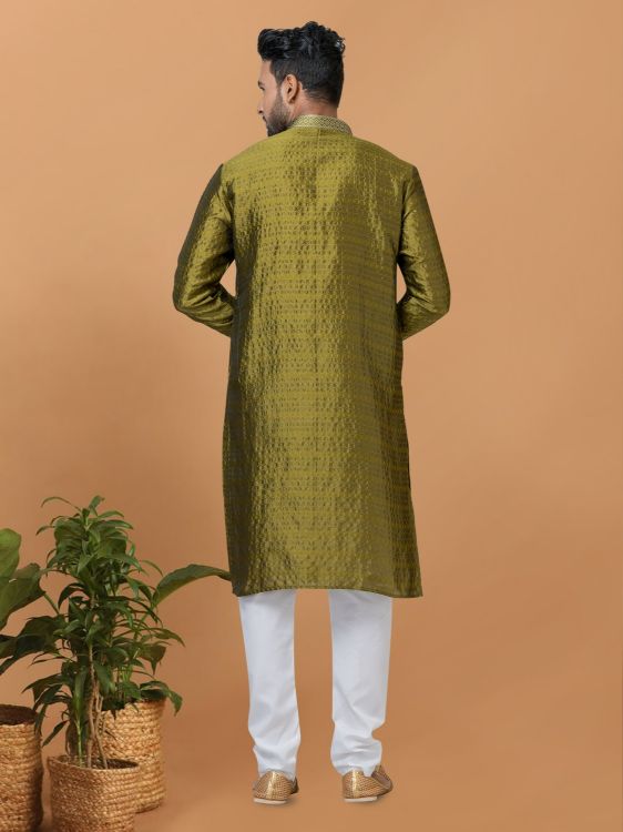 Picture of Graceful Silk Olive Kurta Pajama