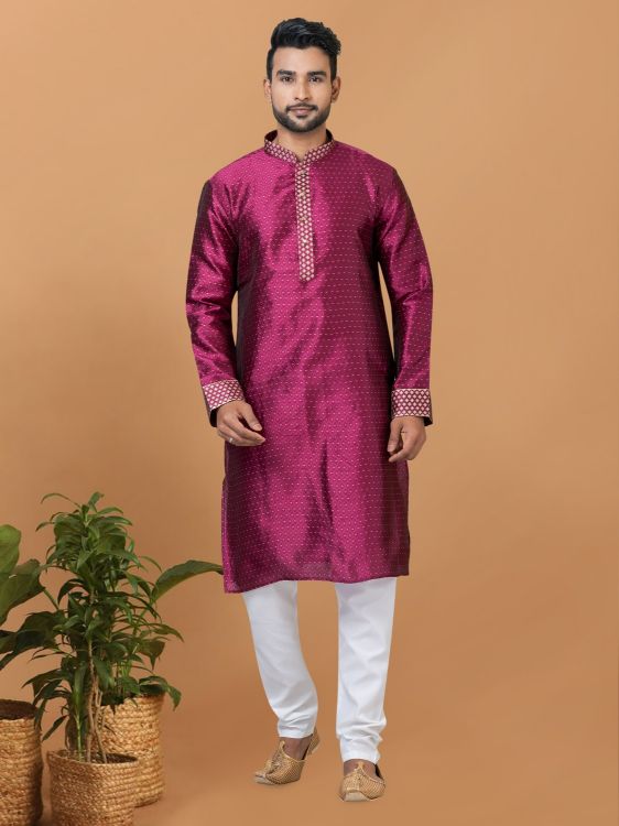Picture of Radiant Silk Dark Magenta Kurta Pajama