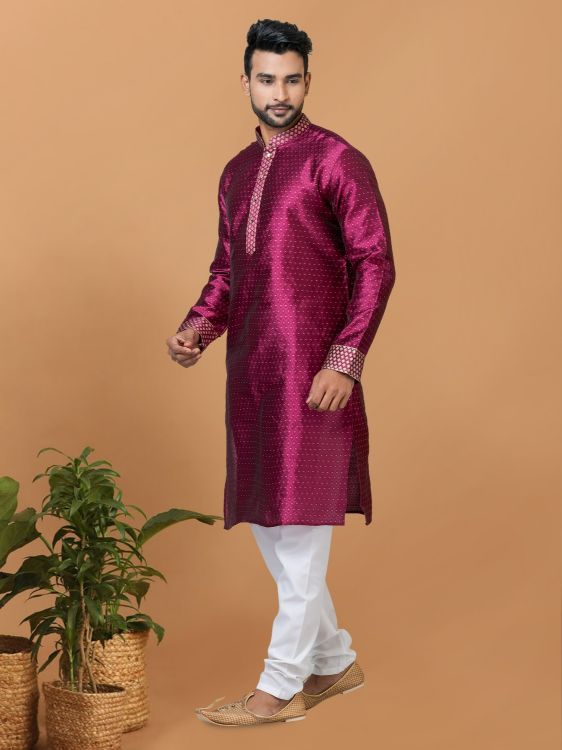 Picture of Radiant Silk Dark Magenta Kurta Pajama