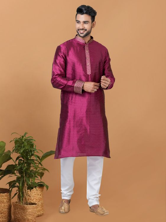 Picture of Radiant Silk Dark Magenta Kurta Pajama