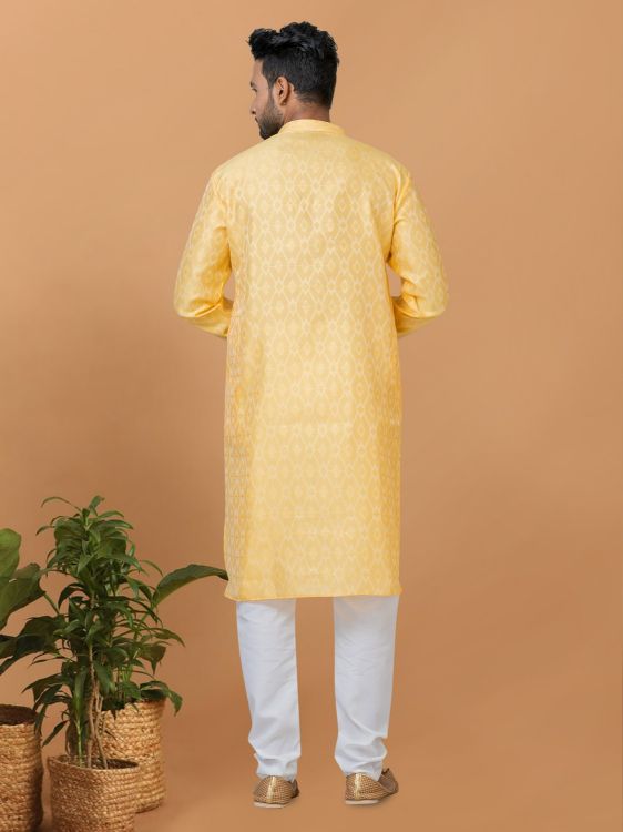 Picture of Ravishing Silk Yellow Kurta Pajama
