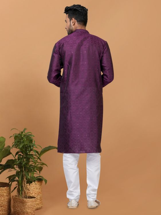 Picture of Lovely Silk Purple Kurta Pajama