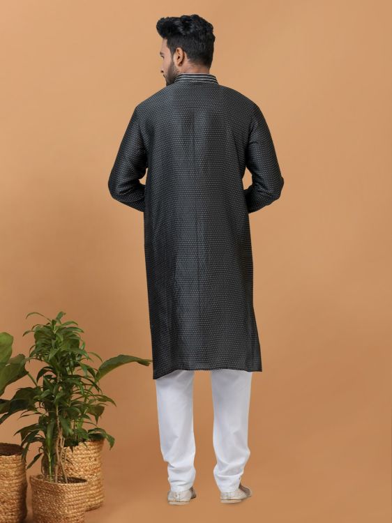 Picture of Bewitching Silk Black Kurta Pajama