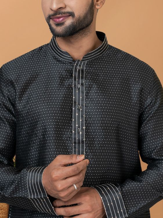 Picture of Bewitching Silk Black Kurta Pajama