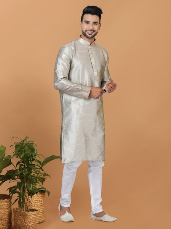 Picture of Marvelous Silk Grey Kurta Pajama