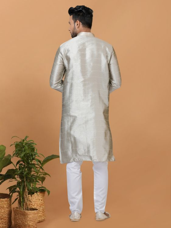 Picture of Marvelous Silk Grey Kurta Pajama